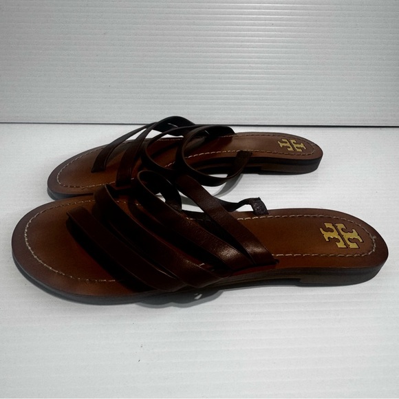 Tory Burch Patos Dark Brown Multi-Strap Leather Slide Sandals Size 7 - Picture 3 of 14